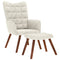 Relaxstoel met voetenbank fluweel crmekleurig