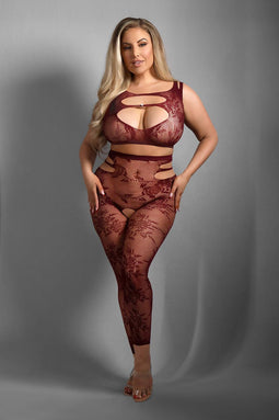 UNDIVIDED ATTENTION CUT-OUT TOP & CROTCHLESS TIGHTS, QS