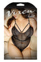 WANDERLUST CROTCHLESS CHEVRON LACE TEDDY, QS