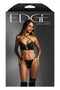 WETLOOK LONGLINE UNDERWIRE BRA & STRAPPY PANTY, S/M