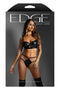 WETLOOK LONGLINE UNDERWIRE BRA & G-STRING PANTY, M/L