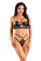 WETLOOK LONGLINE UNDERWIRE BRA & G-STRING PANTY, L/XL