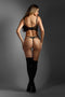 WETLOOK LONGLINE UNDERWIRE BRA & G-STRING PANTY, L/XL