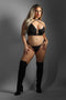 WETLOOK LONGLINE UNDERWIRE BRA & STRAPPY PANTY, QS