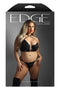 WETLOOK LONGLINE UNDERWIRE BRA & STRAPPY PANTY, QS