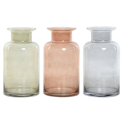 Vaas Home ESPRIT Blauw Groen Amber Kristal 14,5 x 14,5 x 26,5 cm (3 Stuks)