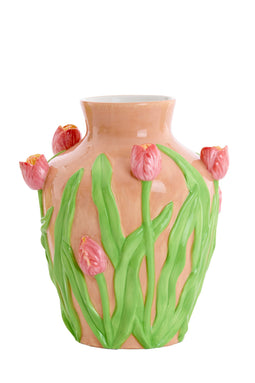 Light&living Vaas deco Ø26x31 cm TULIP keramiek licht roze-groen