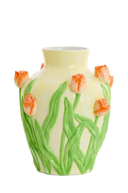 Light&living Vaas deco Ø26x31 cm TULIP keramiek crème oranje-groen