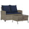 Tuinbank 2-zits met kussens & tafel poly rattan grijs