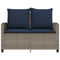 Tuinbank 2-zits met kussens & tafel poly rattan grijs