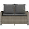 Tuinbank 2-zits met kussens & tafel poly rattan grijs