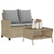 Tuinbank 2-zits met kussens & tafel poly rattan beige