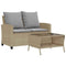 Tuinbank 2-zits met kussens & tafel poly rattan beige