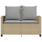Tuinbank 2-zits met kussens & tafel poly rattan beige