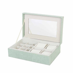 Doos-Juwelenkistje Versa Groen Polyester Karton Spiegel 16 x 7,8 x 25 cm