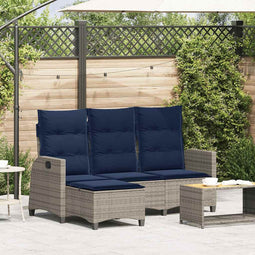 Verstelbare tuinbank met kussens L-vormig poly rattan grijs
