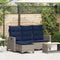 Verstelbare tuinbank met kussens L-vormig poly rattan grijs