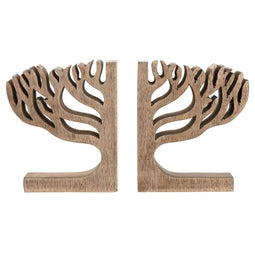 Bokstöd Home ESPRIT Natuurlijk Mangohout Levensboom 25 x 5 x 15 cm