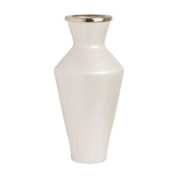 Vaas Wit Gouden Aluminium Kristal 28 x 28 x 57 cm