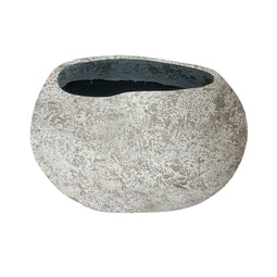 PTMD Hiranya White Round Organic Shaped GRC Pot M
