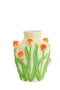 Light&living Vaas deco Ø21,5x26 cm TULIP keramiek crème oranje-groen
