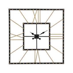 Muurklok Zwart Gouden Ijzer 80 x 3,5 x 80 cm
