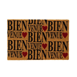 Deurmat COEURS Bruin Zwart Rood PVC Kokosvezel 60 x 40 x 1,5 cm