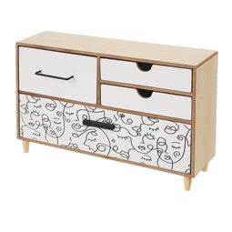 Doos-Juwelenkistje ONE LINE Wit Zwart Natuurlijk Hout MDF 36 x 11 x 23 cm