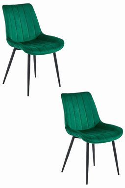 Eetkamerstoel SOSA - 2 stuks - donkergroen - fluwelen zitting