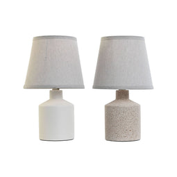Bureaulamp Home ESPRIT Wit Beige 40 W 220 V 15 x 15 x 27 cm (2 Stuks)