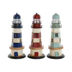 Decoratieve figuren Home ESPRIT Rood Crème Hemelsblauw Marineblauw 13 x 13 x 32 cm (3 Stuks) Koplamp