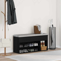Schoenenbank 102x30,5x45 cm spaanplaat zwart eikenkleurig