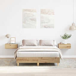 Bedframe zonder matras 120x190 cm spaanplaat artisanaal eiken