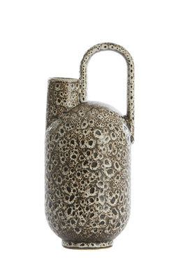 Light&living Vaas deco 16,5x15,5x37 cm SERRES keramiek crème+zwart