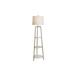 Vloerlamp DKD Home Decor Gouden Metaal Polyester Wit 50 W Hout MDF (41 x 41 x 156 cm)