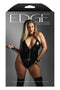 WETLOOK HALTER TEDDY WITH FULL ZIPPER CLOSURE, QS