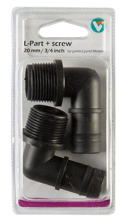Velda - Kniestuk met schroefdraad l-part met screw 20 mm 3/4 inch 2 st.