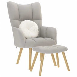 Relaxstoel met voetenbank stof wolk grijs