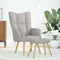 Relaxstoel met voetenbank stof wolk grijs