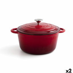 Kookpot met Deksel Bidasoa Fierro Rood Ø 24 cm 3,7 L (2 Stuks)