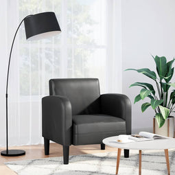 Fauteuil met armleuningen 54 cm kunstleer zwart