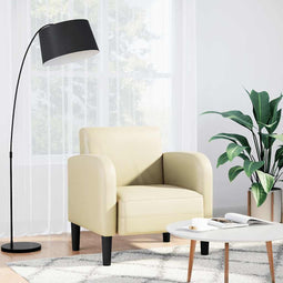 Fauteuil met armleuningen 54 cm kunstleer crmekleurig