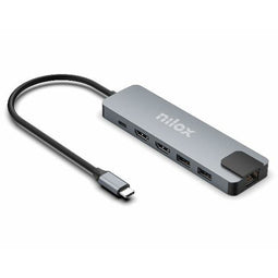 Hub USB Nilox NXDSUSBC08 Grijs