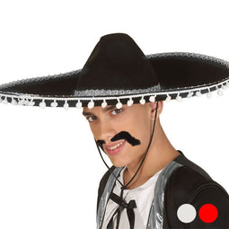 Hoed Zwart Mexicaanse Mexicaan Kleur zwart/wit