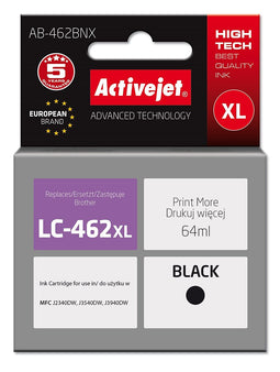 Activejet AB-462BNX inkt voor Brother printer, Brother LC-462XLBK; Supreme; 64 ml; zwart.