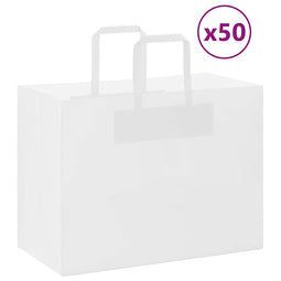 Papieren kraftzakken 50 st met hengsels 32x17x25 cm wit