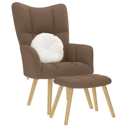 Relaxstoel met voetenbank stof bruin