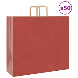 Papieren kraftzakken 50 st met hengsels 54x15x49 cm rood