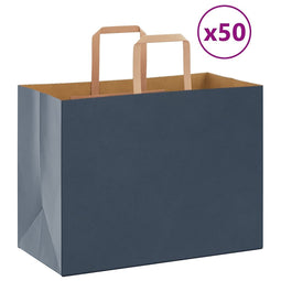 Papieren kraftzakken 50 st met hengsels 32x17x25 cm blauw
