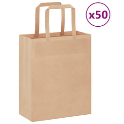 Papieren kraftzakken 50 st met hengsels 18x8x22 cm bruin